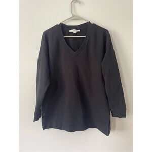 Loft Size Small Women's Black V Neck Sweater 100% Cotton